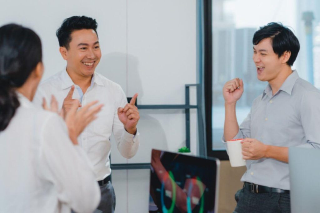 Leadership speaker boosting team morale